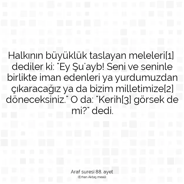 Ayetbul | Kuran Mealleri | Quran | Araf suresi 88. ayet