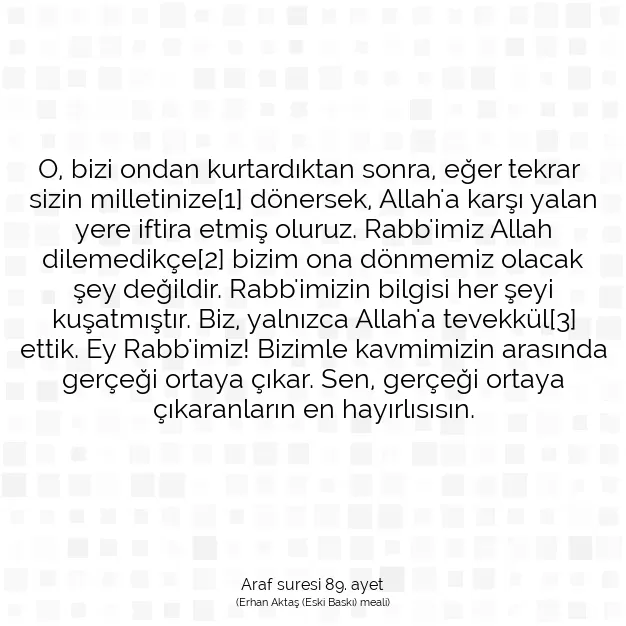 Ayetbul | Kuran Mealleri | Quran | Araf suresi 89. ayet