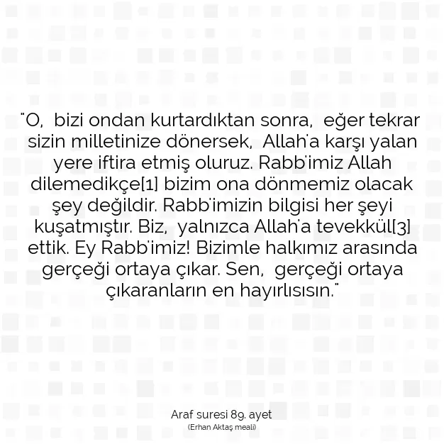 Ayetbul | Kuran Mealleri | Quran | Araf suresi 89. ayet