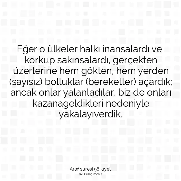 Ayetbul | Kuran Mealleri | Quran | Araf suresi 96. ayet