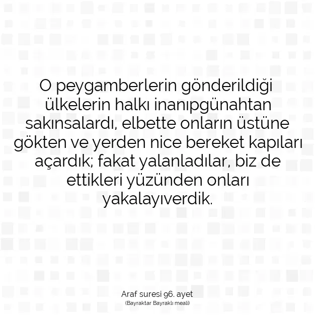 Ayetbul | Kuran Mealleri | Quran | Araf suresi 96. ayet