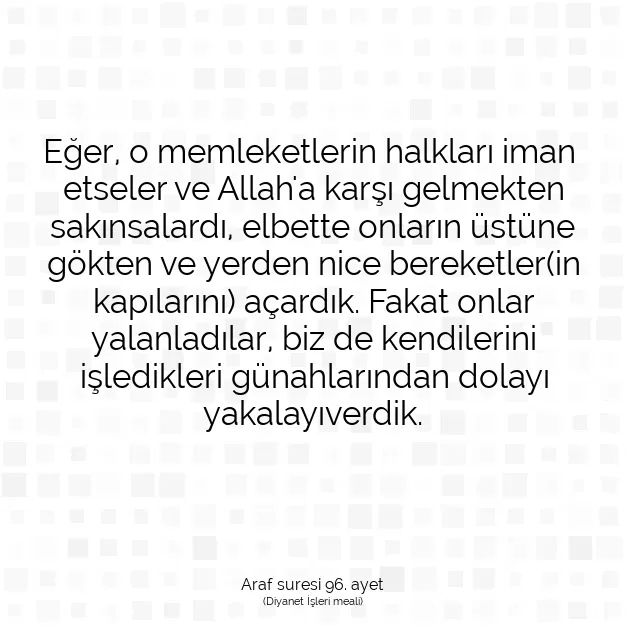 Ayetbul | Kuran Mealleri | Quran | Araf suresi 96. ayet