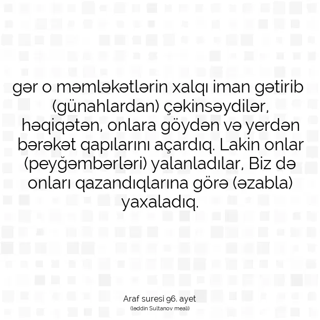 Ayetbul | Kuran Mealleri | Quran | Araf suresi 96. ayet