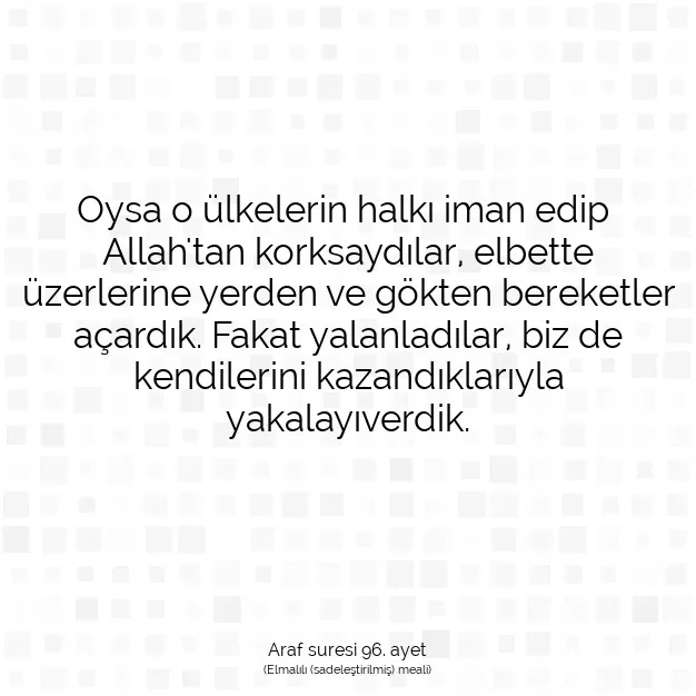 Ayetbul | Kuran Mealleri | Quran | Araf suresi 96. ayet