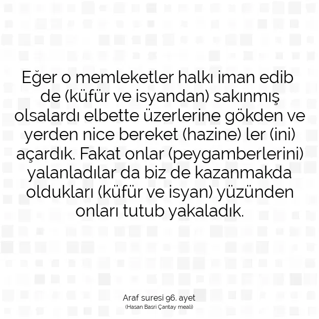 Ayetbul | Kuran Mealleri | Quran | Araf suresi 96. ayet