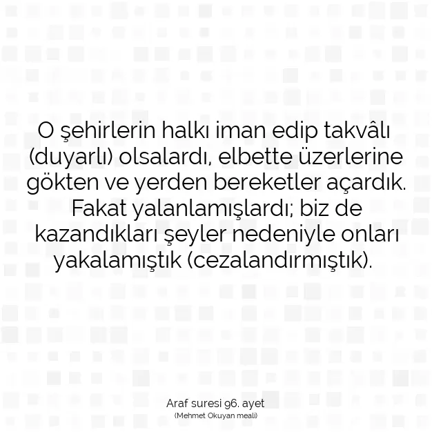 Ayetbul | Kuran Mealleri | Quran | Araf suresi 96. ayet