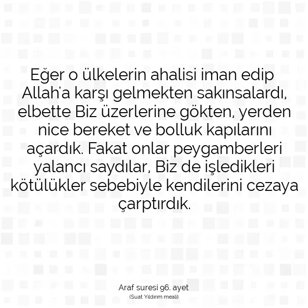 Ayetbul | Kuran Mealleri | Quran | Araf suresi 96. ayet