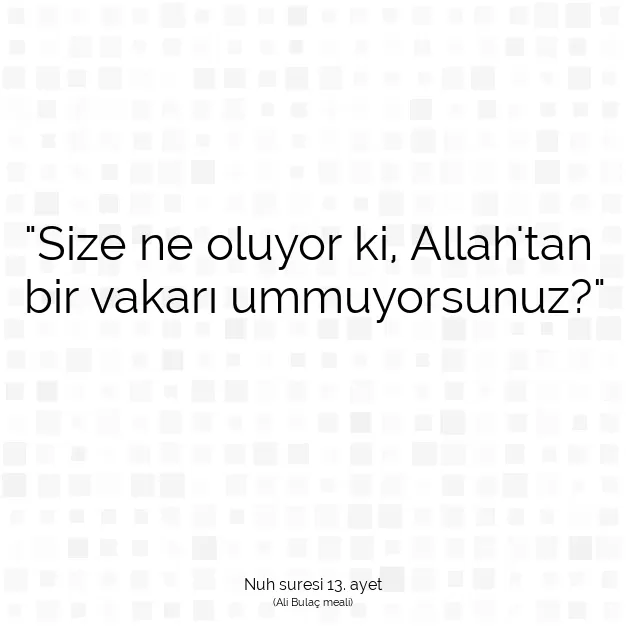 Ayetbul | Kuran Mealleri | Quran | Nuh suresi 13. ayet