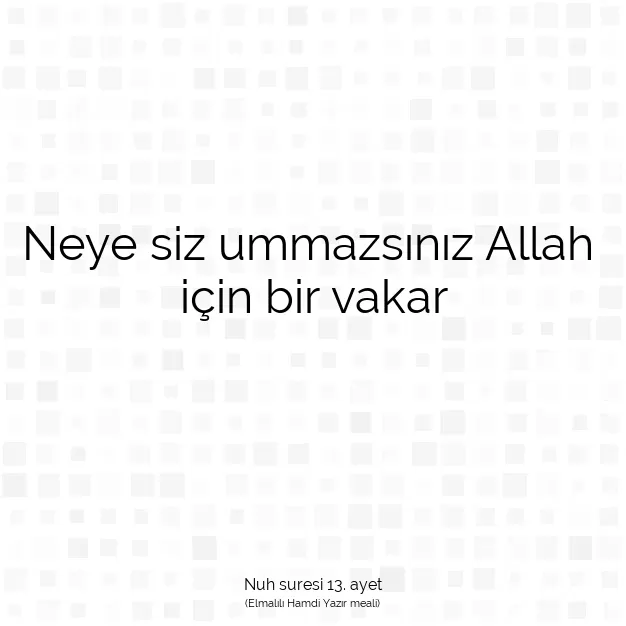 Ayetbul | Kuran Mealleri | Quran | Nuh suresi 13. ayet