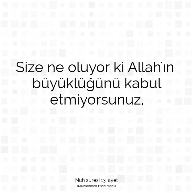 Ayetbul | Kuran Mealleri | Quran | Nuh suresi 13. ayet