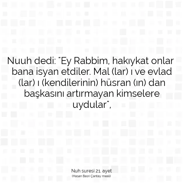 Ayetbul | Kuran Mealleri | Quran | Nuh suresi 21. ayet