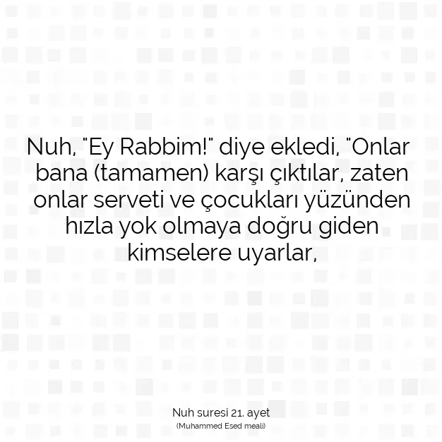 Ayetbul | Kuran Mealleri | Quran | Nuh suresi 21. ayet