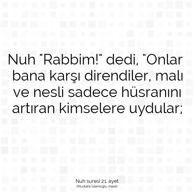 Ayetbul | Kuran Mealleri | Quran | Nuh suresi 21. ayet