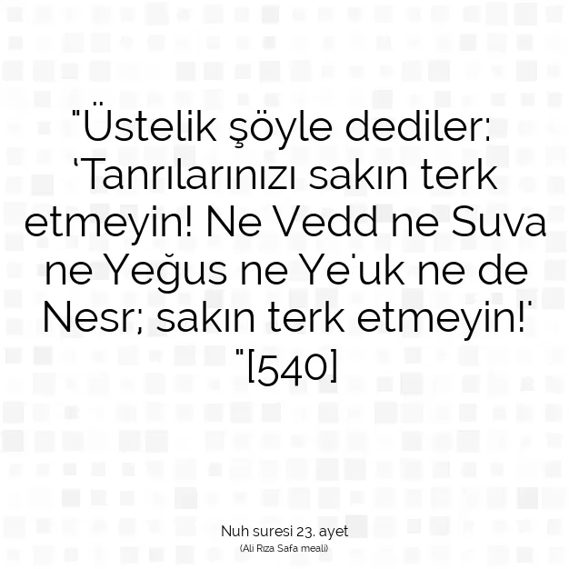 Ayetbul | Kuran Mealleri | Quran | Nuh suresi 23. ayet