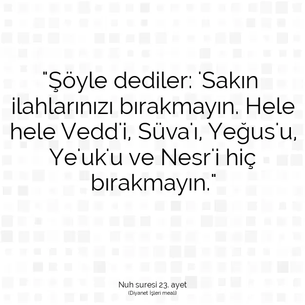 Ayetbul | Kuran Mealleri | Quran | Nuh suresi 23. ayet