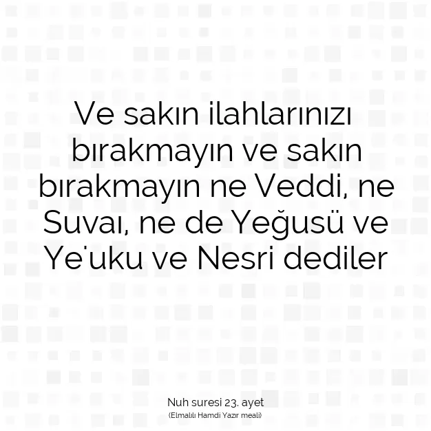 Ayetbul | Kuran Mealleri | Quran | Nuh suresi 23. ayet