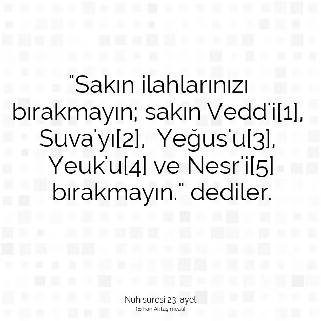 Ayetbul | Kuran Mealleri | Quran | Nuh suresi 23. ayet