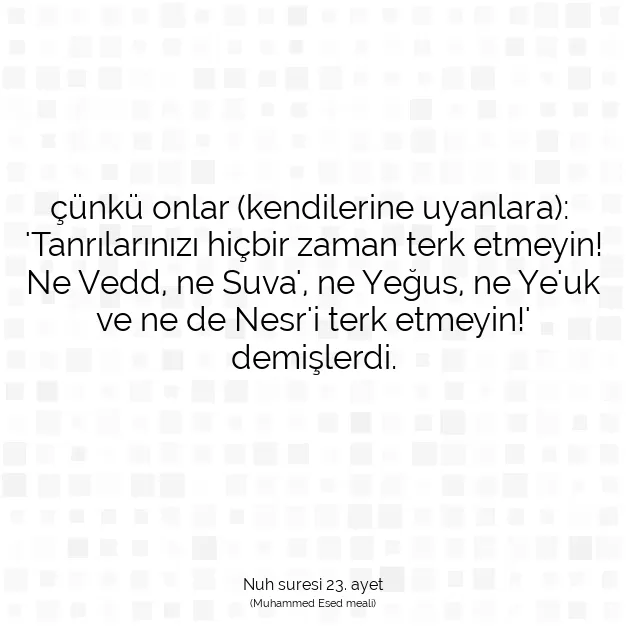 Ayetbul | Kuran Mealleri | Quran | Nuh suresi 23. ayet