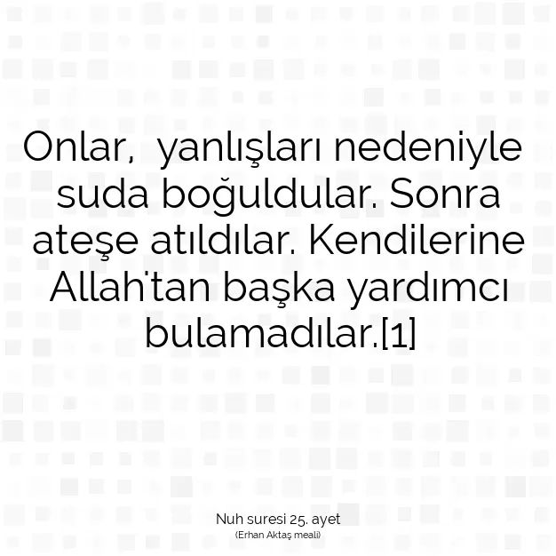 Ayetbul | Kuran Mealleri | Quran | Nuh suresi 25. ayet