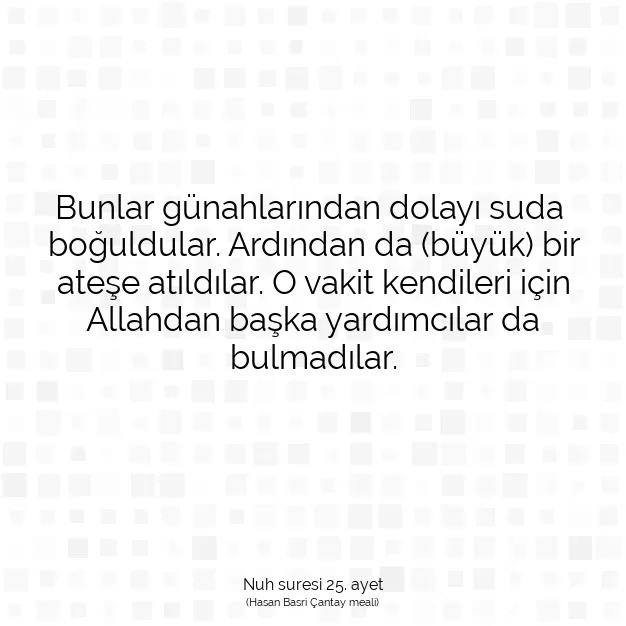 Ayetbul | Kuran Mealleri | Quran | Nuh suresi 25. ayet