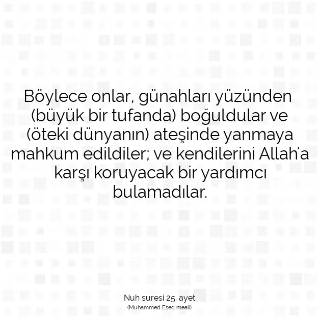 Ayetbul | Kuran Mealleri | Quran | Nuh suresi 25. ayet