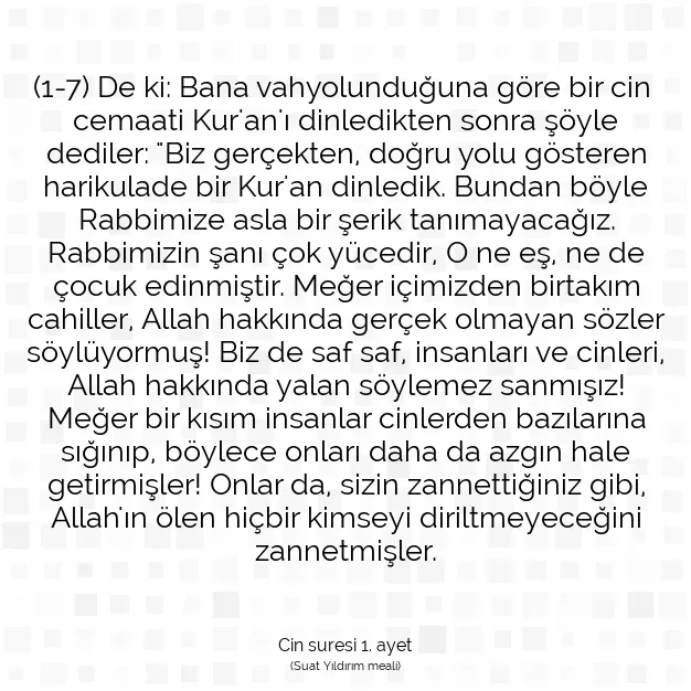 Ayetbul | Kuran Mealleri | Quran | Cin suresi 1. ayet