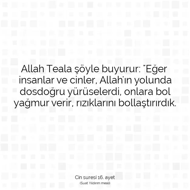 Ayetbul | Kuran Mealleri | Quran | Cin suresi 16. ayet