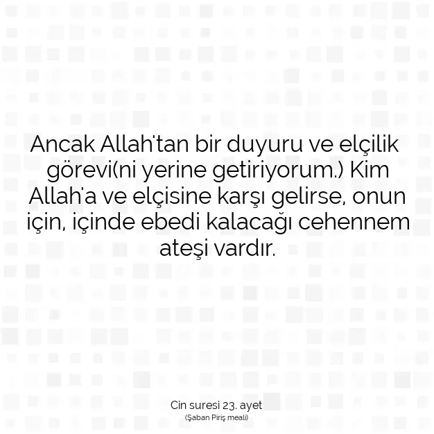 Ayetbul | Kuran Mealleri | Quran | Cin suresi 23. ayet