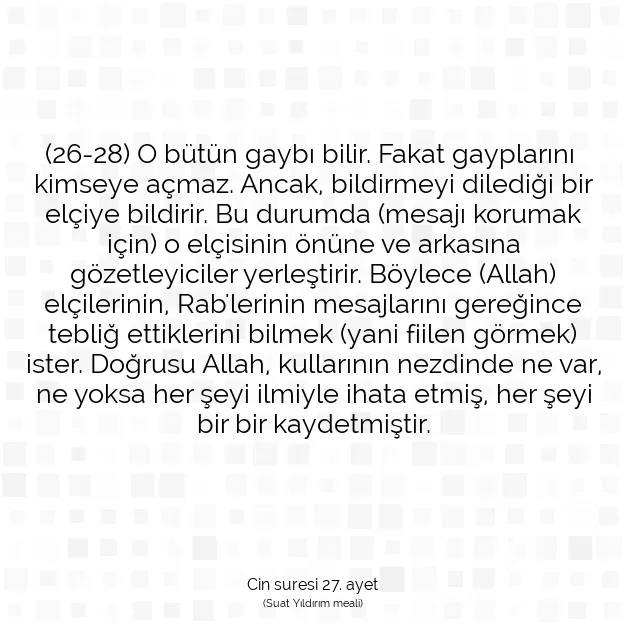 Ayetbul | Kuran Mealleri | Quran | Cin suresi 27. ayet