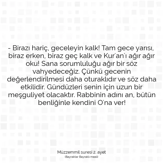 Ayetbul | Kuran Mealleri | Quran | Müzzemmil suresi 2. ayet