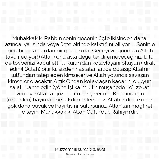 Ayetbul | Kuran Mealleri | Quran | Müzzemmil suresi 20. ayet