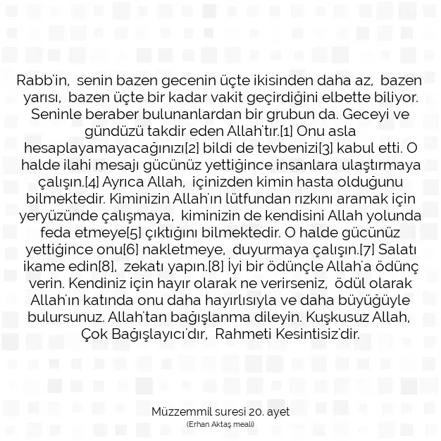 Ayetbul | Kuran Mealleri | Quran | Müzzemmil suresi 20. ayet