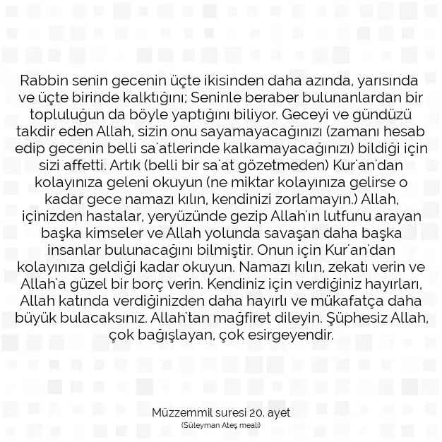 Ayetbul | Kuran Mealleri | Quran | Müzzemmil suresi 20. ayet