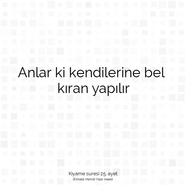 Ayetbul | Kuran Mealleri | Quran | Kıyame suresi 25. ayet