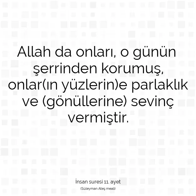 Ayetbul | Kuran Mealleri | Quran | İnsan suresi 11. ayet