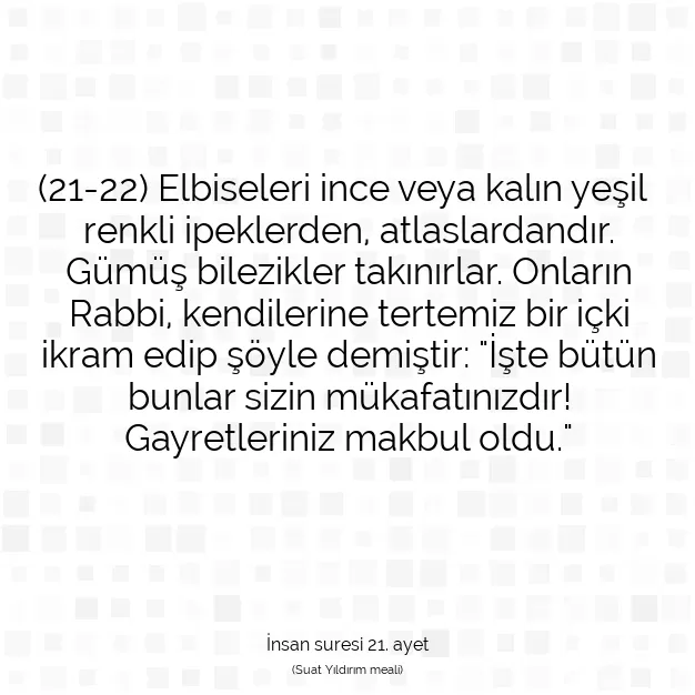 Ayetbul | Kuran Mealleri | Quran | İnsan suresi 21. ayet