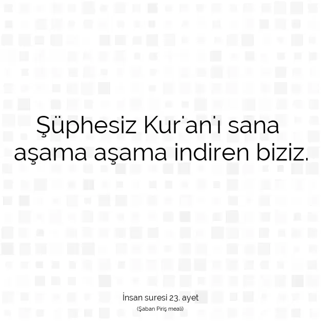 Ayetbul | Kuran Mealleri | Quran | İnsan suresi 23. ayet