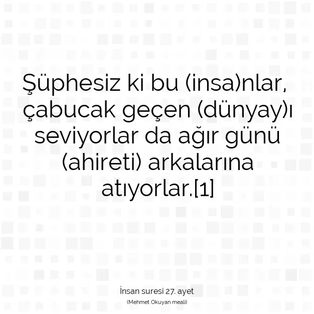 Ayetbul | Kuran Mealleri | Quran | İnsan suresi 27. ayet