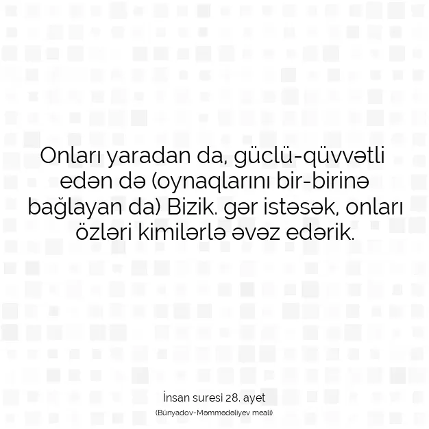 Ayetbul | Kuran Mealleri | Quran | İnsan suresi 28. ayet