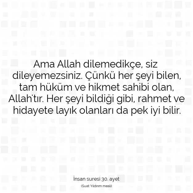 Ayetbul | Kuran Mealleri | Quran | İnsan suresi 30. ayet