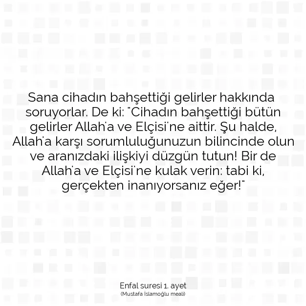 Ayetbul | Kuran Mealleri | Quran | Enfal suresi 1. ayet