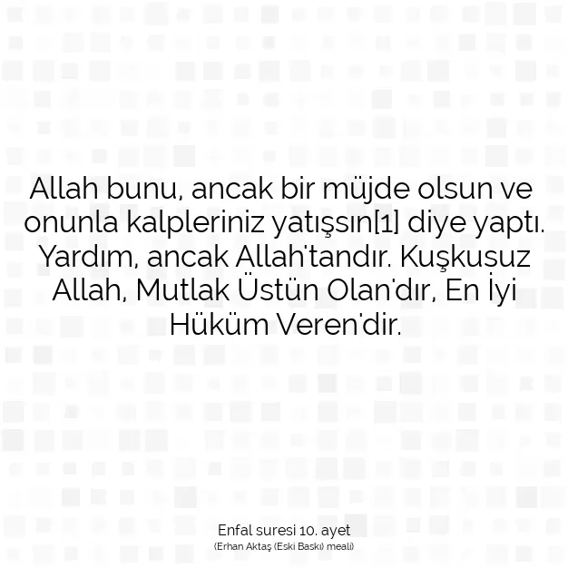 Ayetbul | Kuran Mealleri | Quran | Enfal suresi 10. ayet