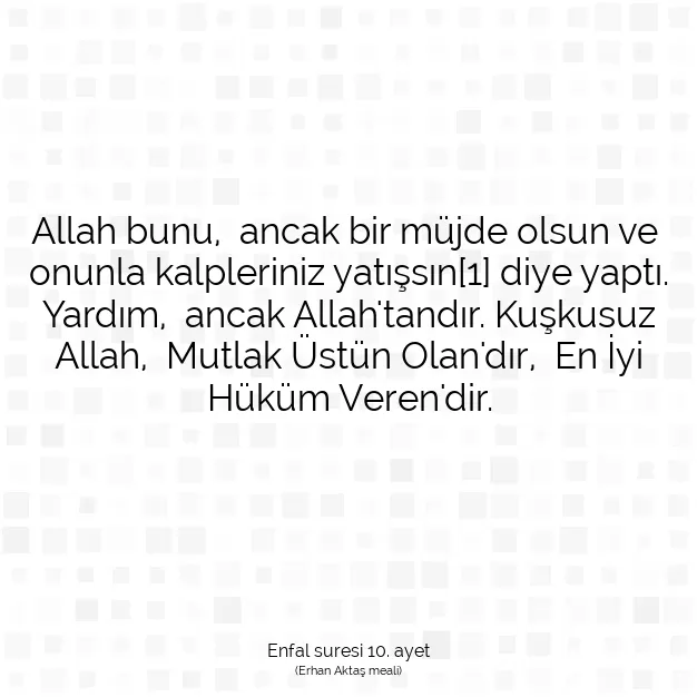 Ayetbul | Kuran Mealleri | Quran | Enfal suresi 10. ayet