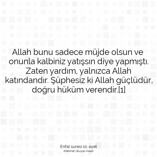 Ayetbul | Kuran Mealleri | Quran | Enfal suresi 10. ayet