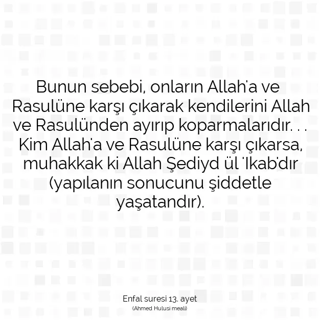 Ayetbul | Kuran Mealleri | Quran | Enfal suresi 13. ayet