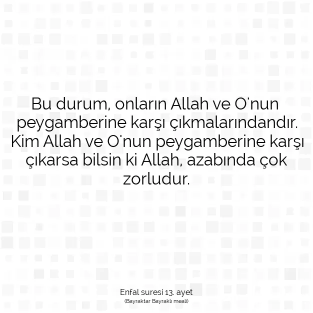 Ayetbul | Kuran Mealleri | Quran | Enfal suresi 13. ayet