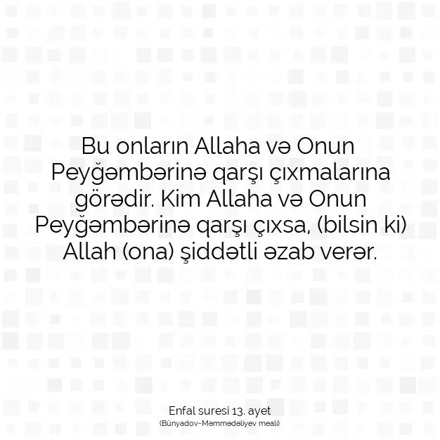 Ayetbul | Kuran Mealleri | Quran | Enfal suresi 13. ayet