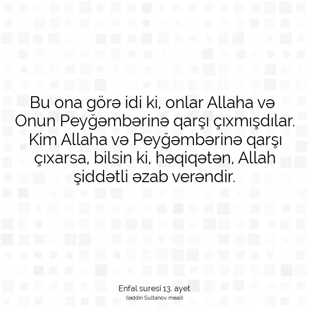 Ayetbul | Kuran Mealleri | Quran | Enfal suresi 13. ayet