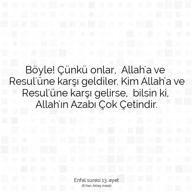 Ayetbul | Kuran Mealleri | Quran | Enfal suresi 13. ayet