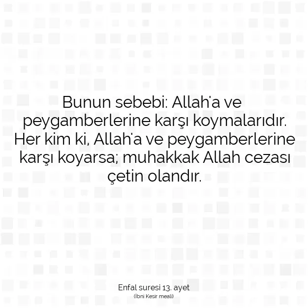 Ayetbul | Kuran Mealleri | Quran | Enfal suresi 13. ayet